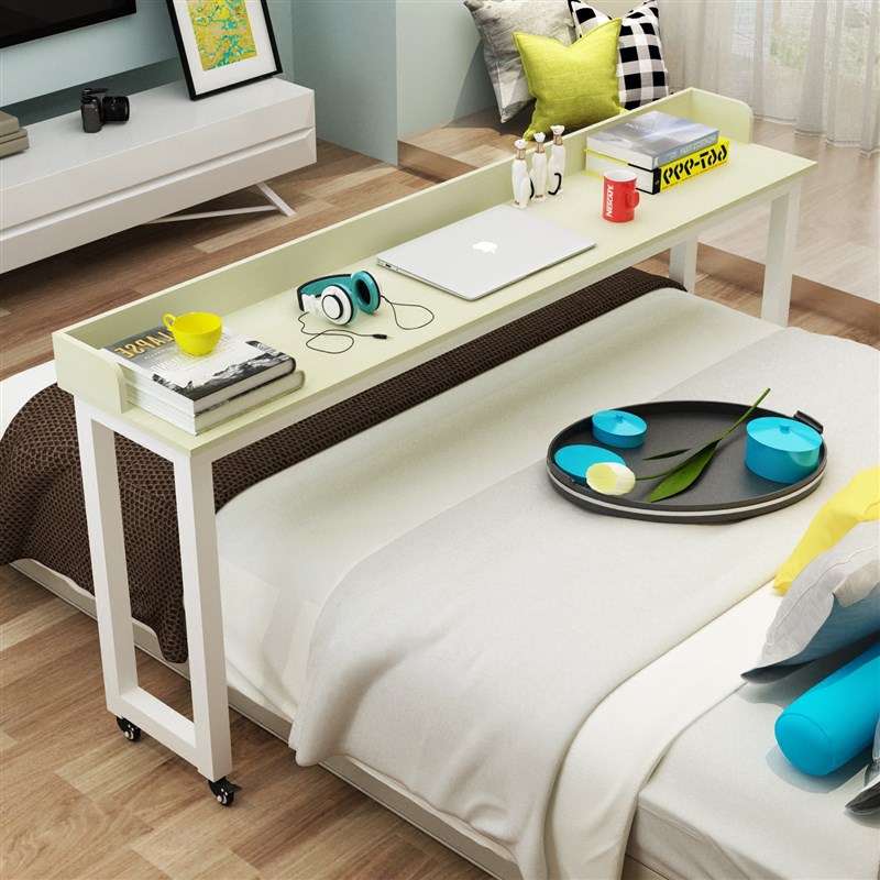 可移动床上双人电脑桌家用床边书桌长条桌子懒人跨床桌简约钢木桌