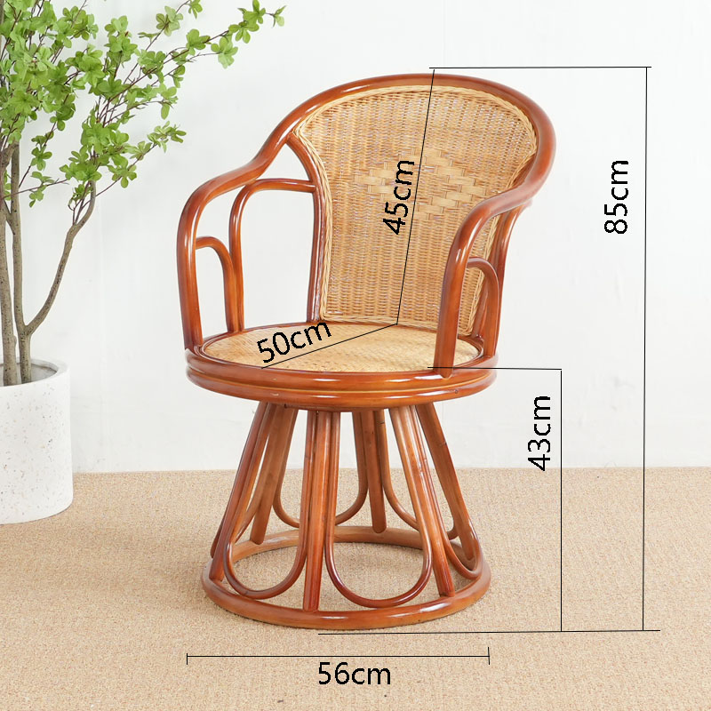 旋转带轮藤编阳台藤椅办公电脑座椅网红直播书房学习靠背家用椅子