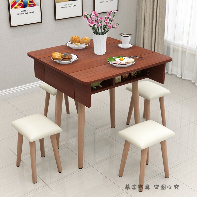 家用简约现代小户型伸缩折叠餐桌移动折叠桌厨房储物柜简易饭桌