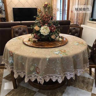 高端转盘台布圆桌布布艺圆形家用圆桌面桌布餐桌茶几床头柜布 欧式