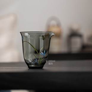 鱼戏耐热玻璃高透加厚公道杯手工贴花家用泡茶公杯分茶器匀杯茶海