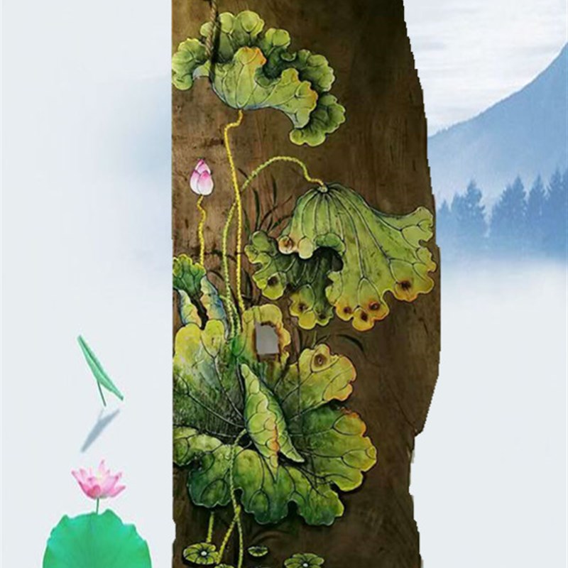 风化木板画手绘漆画木头装饰挂画老榆木门板画樟木禅意茶室可定制