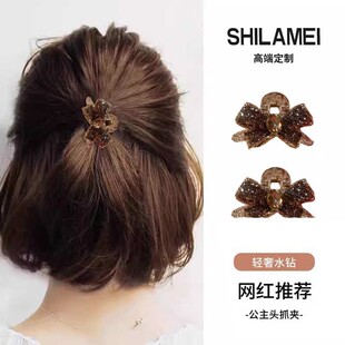 高级感半扎发小抓夹女侧边发夹短发过渡期神器蝴蝶结发卡公主头饰