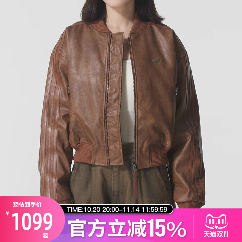 adidas阿迪达斯三叶草女复古三条纹保暖棉服冬季运动棉衣KC2655