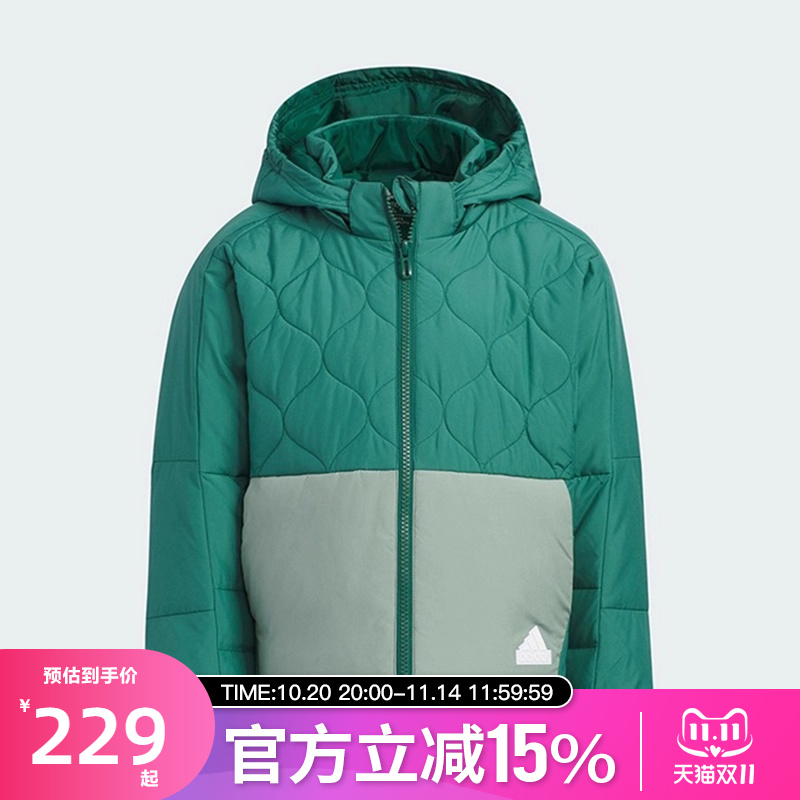 Adidas阿迪达斯冬季新款小童运动保暖连帽羽绒服IQ1343