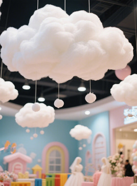 仿真云朵装饰白云道具立体白色云朵棉花路引吊饰白云表演挂装饰品