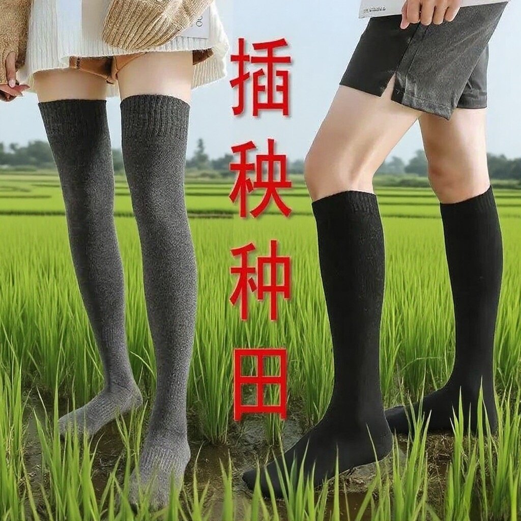 种田袜子插秧袜男下水田袜水稻插田下田脚袜厚防蚂蝗长袜栽秧专用 - 实物图