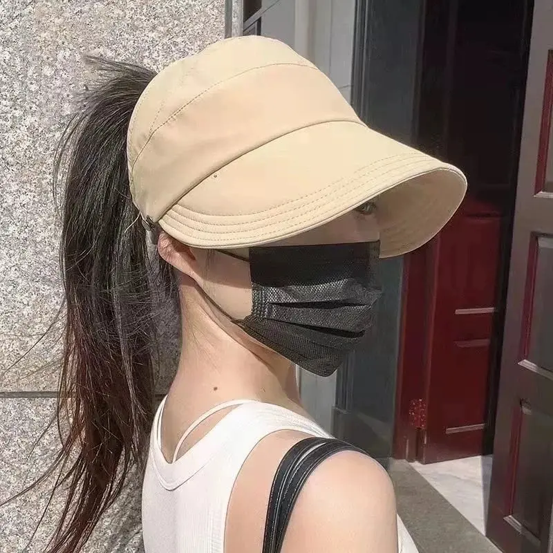 空顶鸭舌帽女升级可挂口罩户外遮阳帽薄款速干防晒