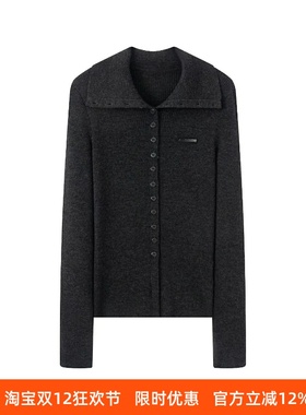 ariosec艾诺丝女神官方旗舰店2025冬新翻领针织开衫上衣AR804111