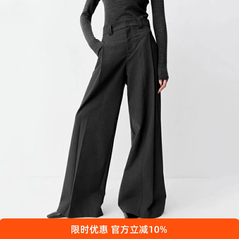 秋季新款时尚高腰直筒裤阔腿裤