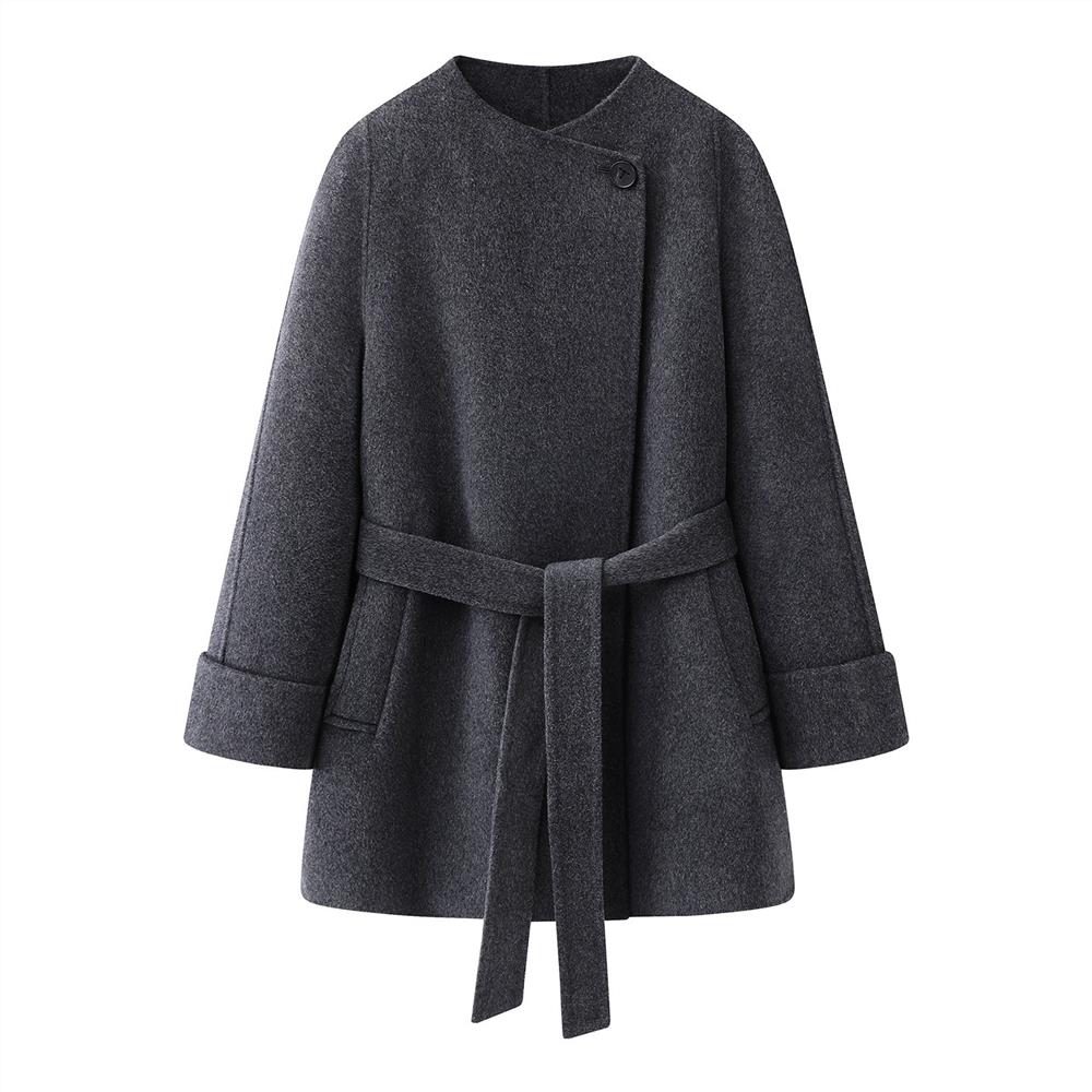 风毛呢外套女中长款收腰羊毛大衣