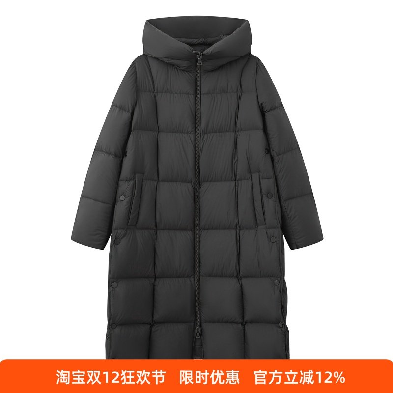 冬装中长款连帽羽绒服外套