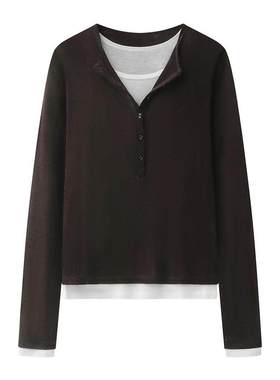 ariosec艾诺丝女神官方旗舰店2026春时尚假两件针织衫女BR601155