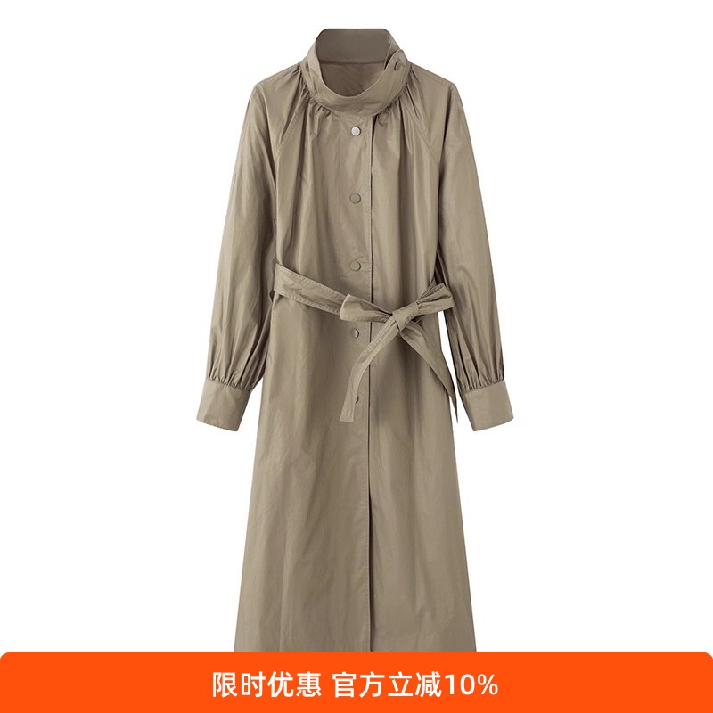 新款中长款风衣立领外套女