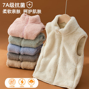 儿童马甲秋冬加绒坎肩宝宝男女童长毛绒珊瑚绒保暖背心大童亲子装