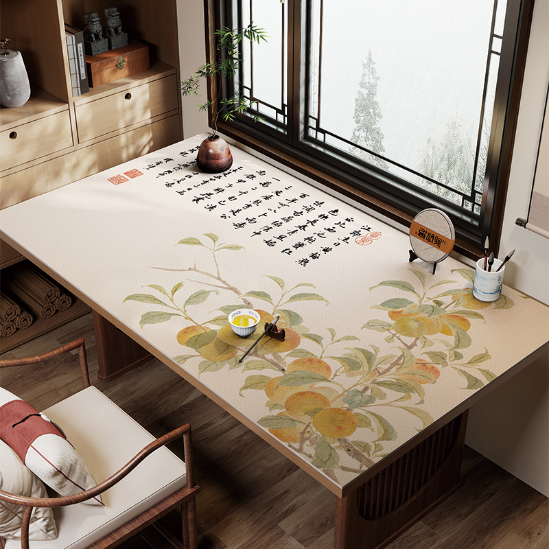 新中式书桌垫防水防油免洗书房氛围布置学习办公电脑桌面保护桌布