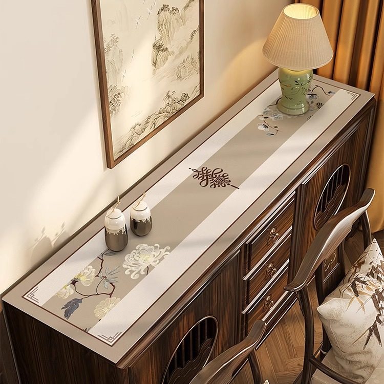 新中式电视柜桌垫鞋柜餐边柜长条桌布防脏垫桌面保护垫茶几垫台布,居家布艺,桌布,淘宝优惠券,粉丝福利购,淘宝优惠卷