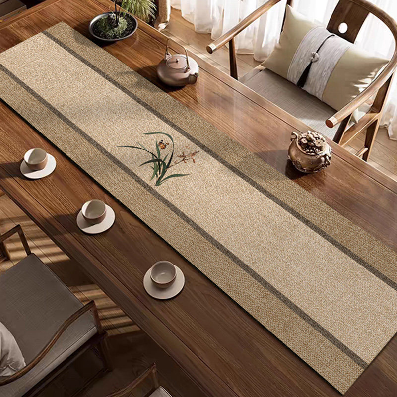 新中式禅意茶席吸水桌旗茶桌垫布茶台专用长条沥水垫轻奢高档茶旗,居家布艺,桌旗,淘宝优惠券,粉丝福利购,淘宝优惠卷