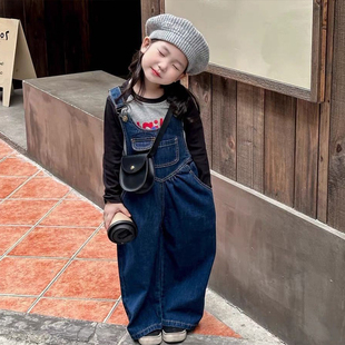 秋冬新款 童装 时髦牛仔裙女宝百搭裤 连体裤 潮 子宽松韩版 女童背带裤