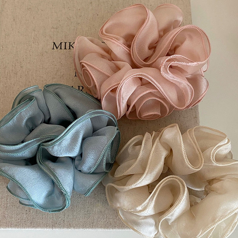 法式玫瑰庄园柔纱花朵发圈网红2026新款甜美低马尾绑头发皮筋女