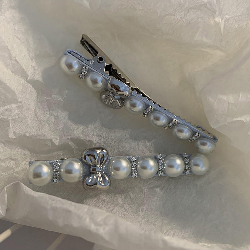 法式清冷系银色闪钻秋冬bi备侧边刘海夹碎发夹简约时尚夹子发饰