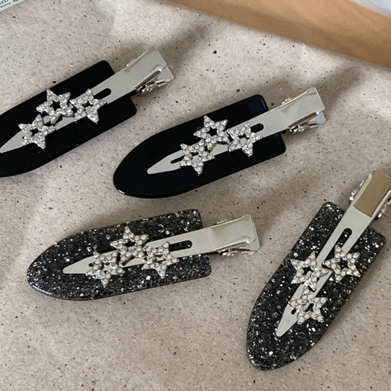 韩系甜酷闪闪水钻星星发夹化妆夹小众设计无痕侧边夹碎发刘海夹