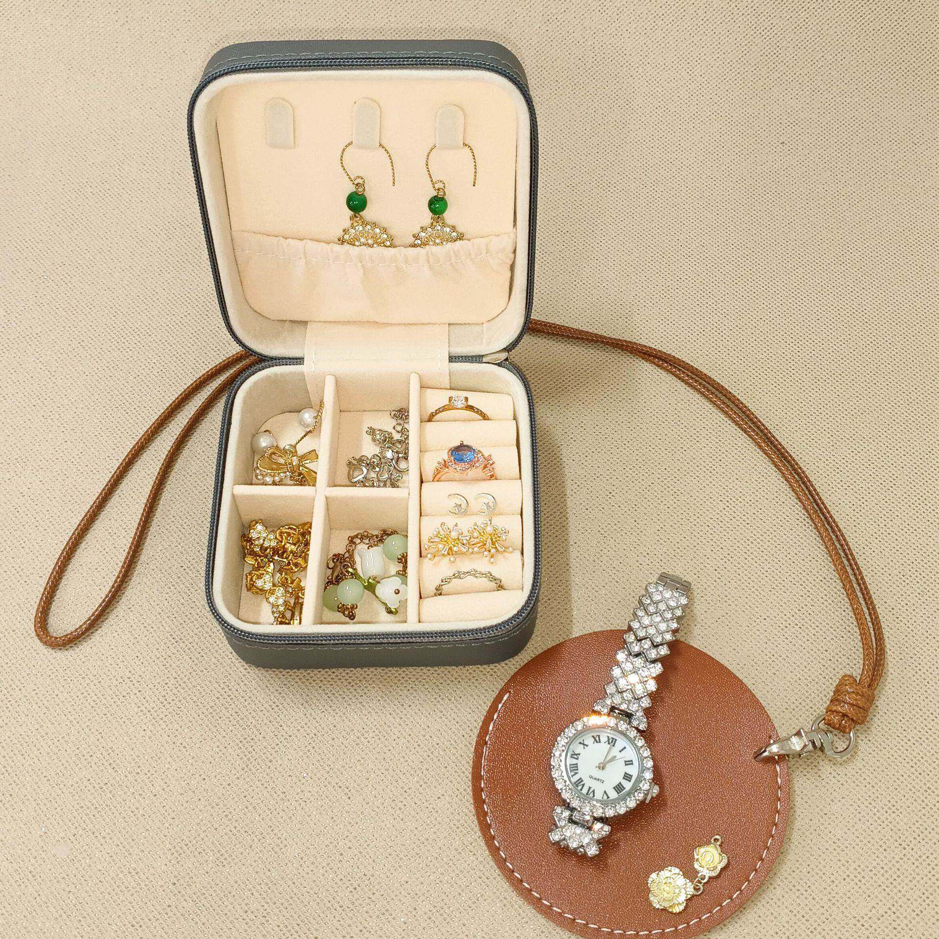 便携首饰盒送女生珠宝戒指耳钉手链防灰尘收纳包甜美小饰品收纳盒