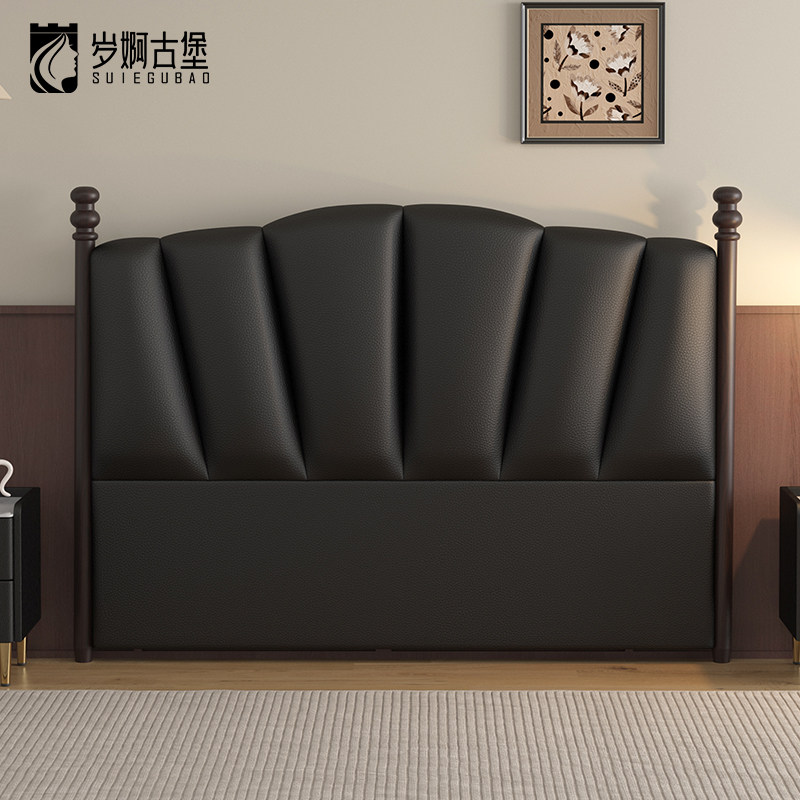 中古风新品床头软包靠背真皮