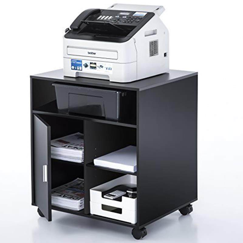 木质打印机柜办公文件储物矮柜边柜带门可移动办公室桌下文件柜