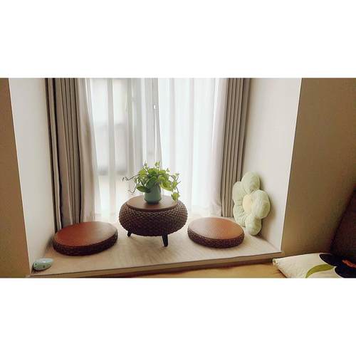 飘窗小桌子藤编日式榻榻米禅意茶几家用飘窗小茶台坐地小矮桌炕桌