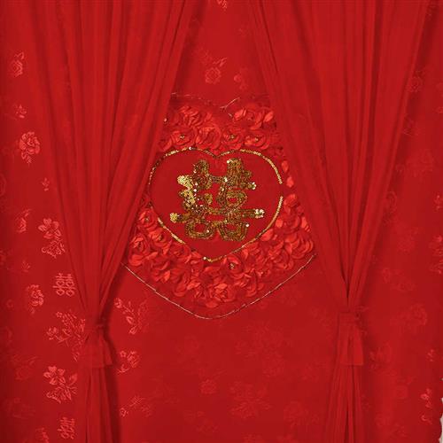 婚庆用品结婚喜字婚房喜庆大红门帘防蚊纱帘蕾丝帘隔断帘家用长款