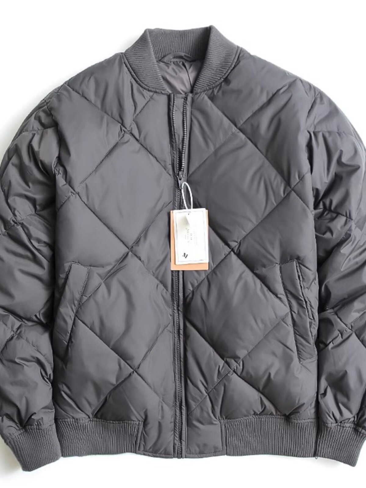 美式覆古菱格！200克高蓬松羽绒服外套男冬季保暖棒球领鸭绒夹克