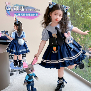 女童朱迪兔子警官裙子儿童疯狂动物城连衣裙夏公主裙洛丽塔演出服