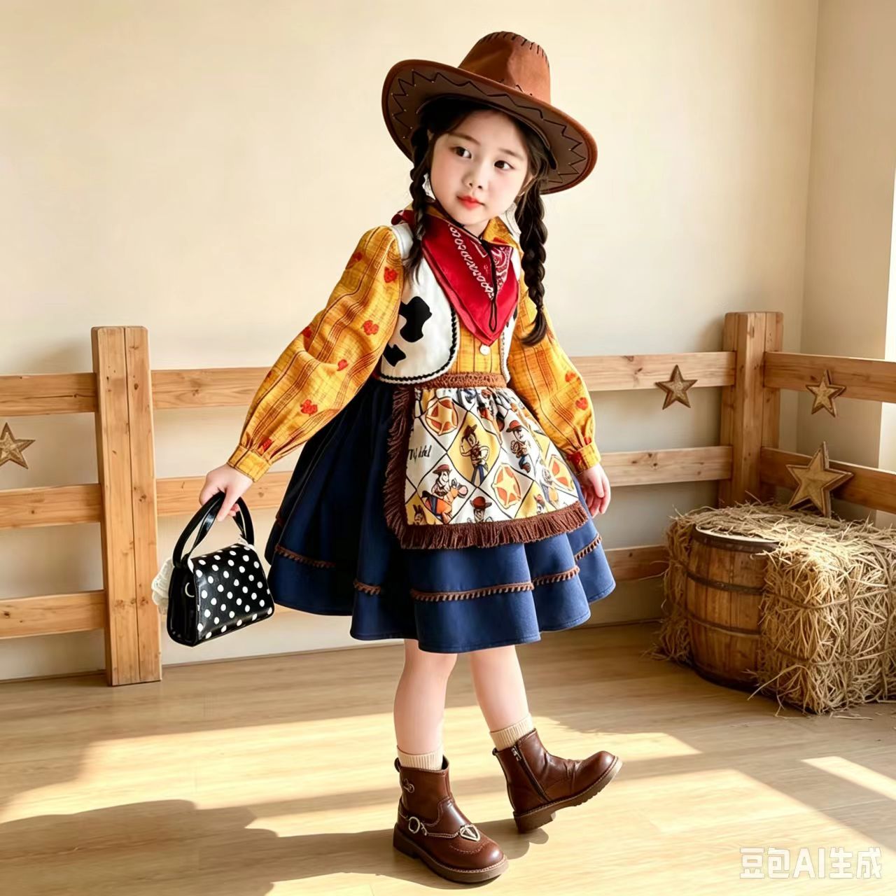 儿童胡迪牛仔很忙连衣裙秋季新款女童玩具总动员演出COS表演服