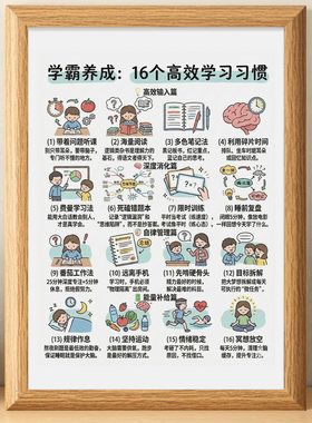 学霸自律计划表高效学习习惯相框摆台房间装饰桌面摆件送孩子礼物