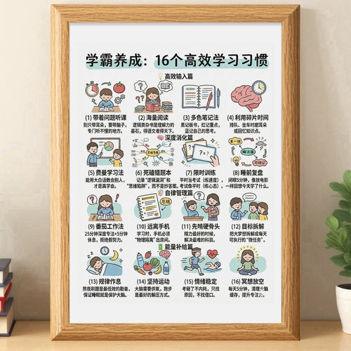 学霸自律计划表高效学习习惯相框摆台房间装饰桌面摆件送孩子礼物