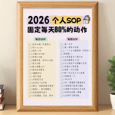 2026个人sop自律自省办公桌面相框提升认知治愈系摆件墙面装饰画