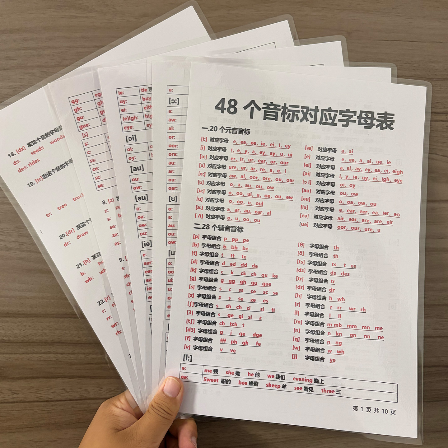 48个音标对应字母表国际音标卡片和自然拼读组合英语趣味速记教具