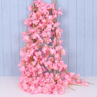 婚庆仿真樱花藤条布景花室内吊顶