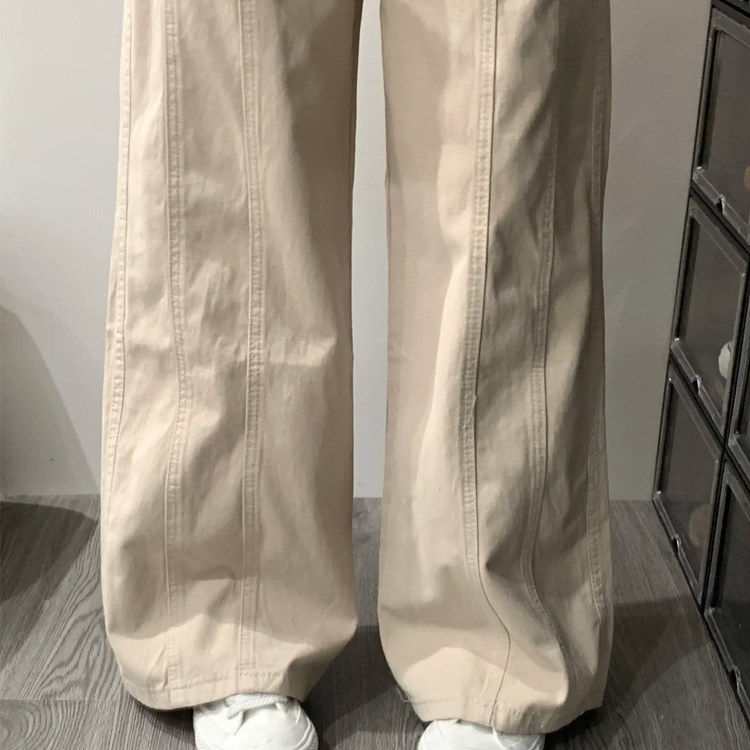 杏色直筒牛仔裤女新款大