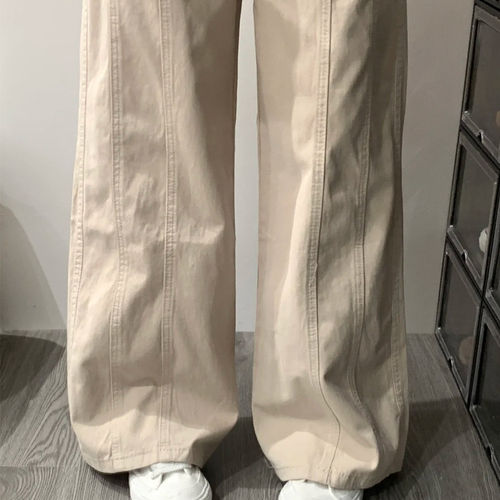 杏色直筒牛仔裤女新款大