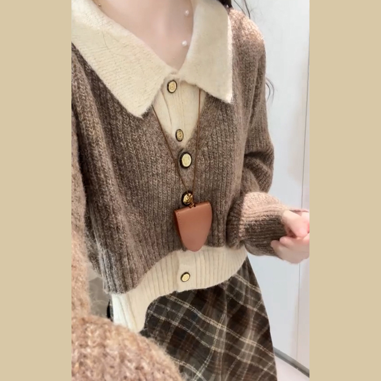 学院风针织毛衣套装连衣