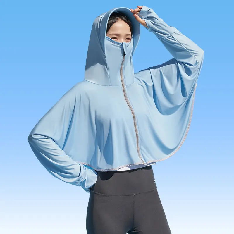 冰丝防晒衣服女服帽子面罩一体透气夏季凉感原薄纱外穿防紫外线