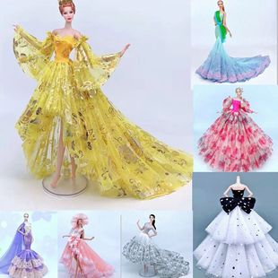 30cm洋娃娃衣服婚纱礼服芭公主裙配件女童DIY换装玩具ST比巴FR