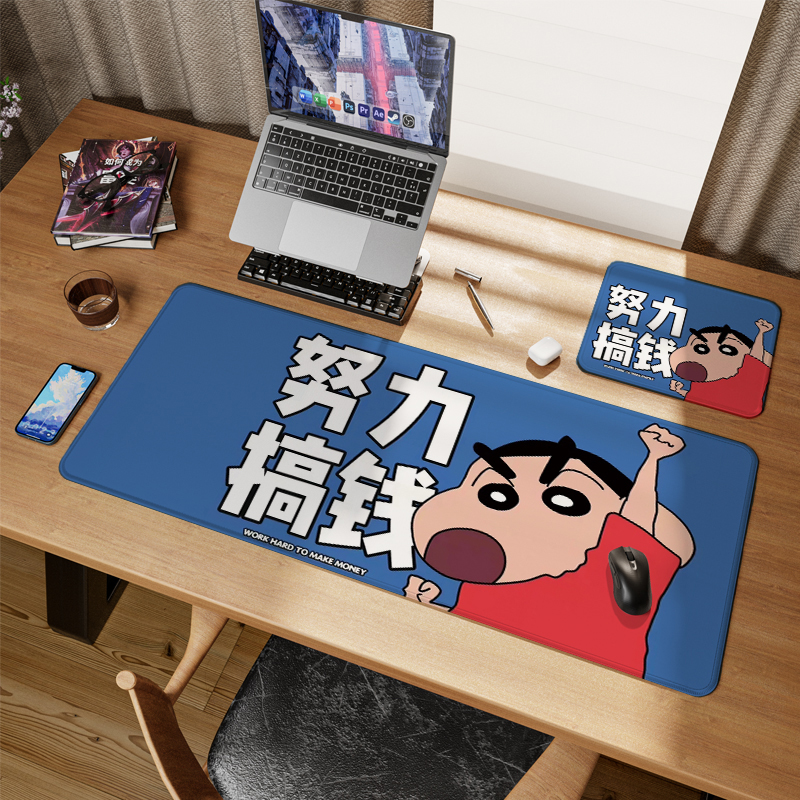 个性文字鼠标垫超大锁边打工人搞钱暴富电脑笔记本键盘办公桌垫