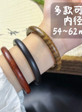 简约时尚天然血檀贵妃镯绿檀木手镯女手链森系潮流木镯沉贵宝沉香