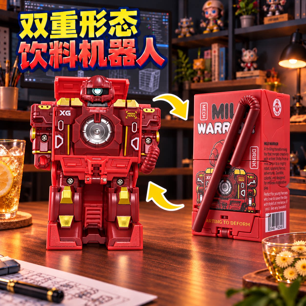变形玩具模型旺仔牛奶变形机甲男孩机器人战士儿童益智玩具小礼物