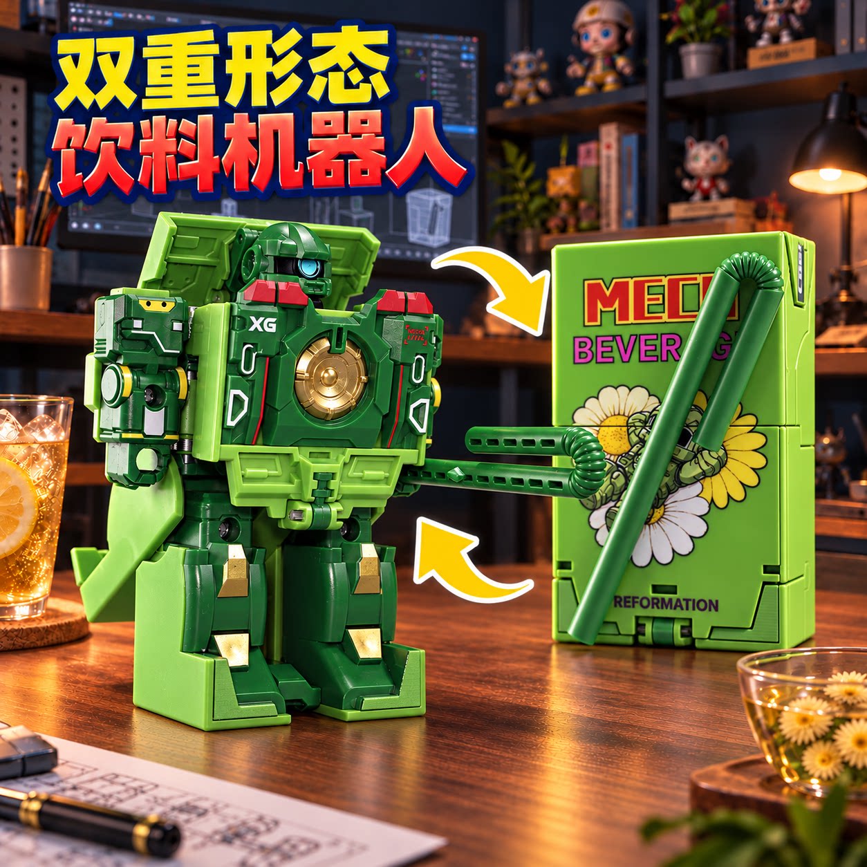 创意饮料盒变形机器人机甲战士早教认知男孩儿童玩具1-3岁礼物