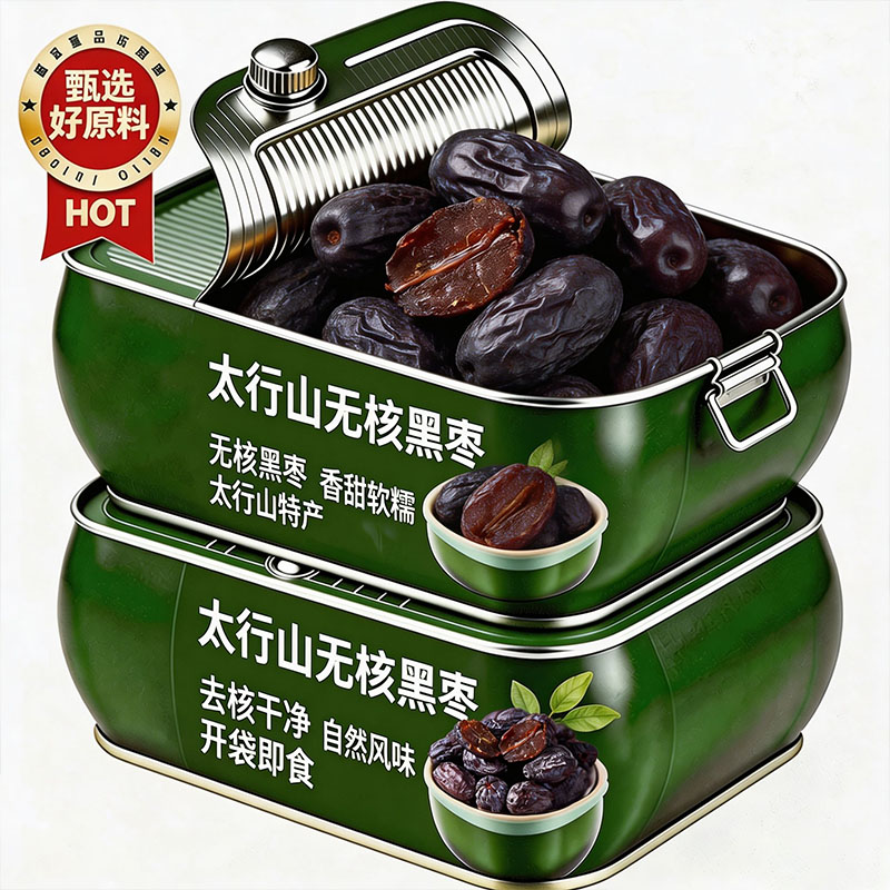 黑枣正品官方旗舰店无添加天然野生黑枣无核正宗太行山特级黑枣