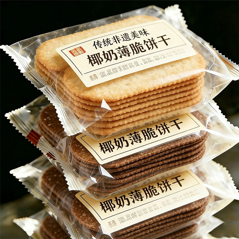 椰奶薄脆饼干官方旗舰店正品巧克力椰奶混合口味薄脆饼干独立包装
